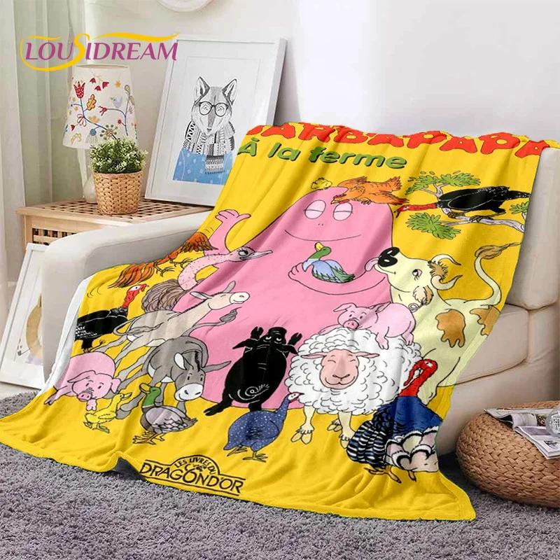 3D Cartoon Les Barbapapa Family Soft Blankets,Keep Warm Throw Blanket Comfortable Blanket for Picnic Beds Sofa Home Bedroom Kids