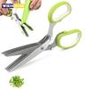 Многоцелевые ножницы для резки из нержавеющей стали, 3/5 слоев, кухонные ножницы для резки трав, ножницы для перца и зелени, измельченные, нарезанные