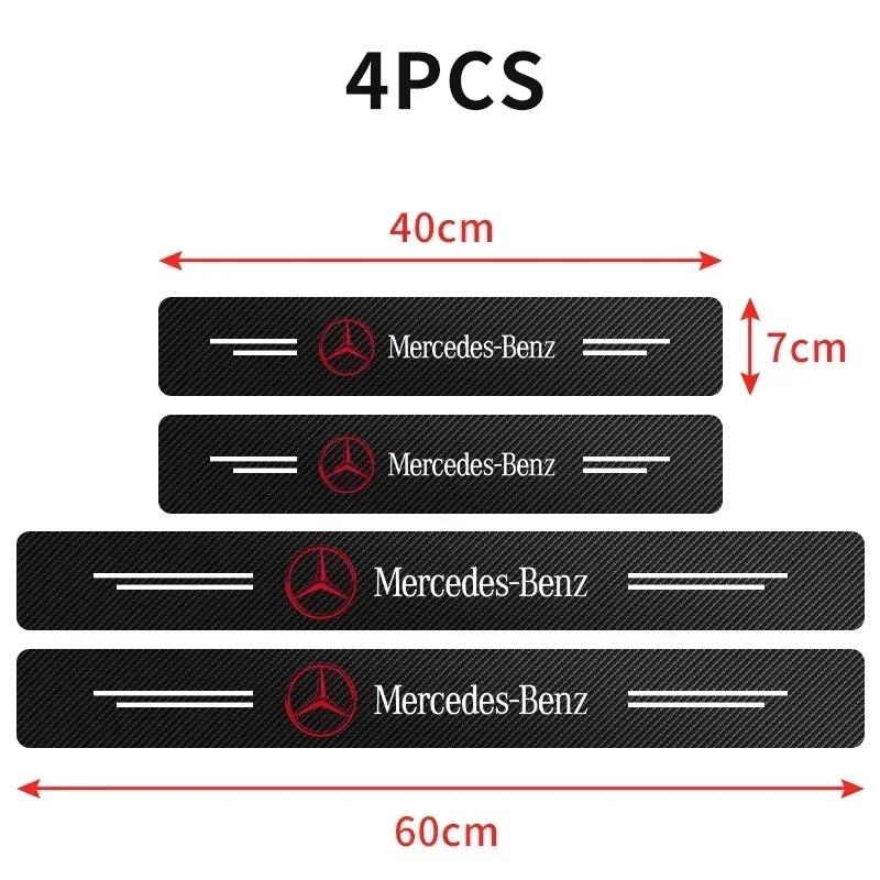 4pcs Car Door Sill Protector Carbon Fiber Pattern Threshold Stickers for Mercedes Benz W211 W204 W210 W203 CLA GLA Accessories WZ9