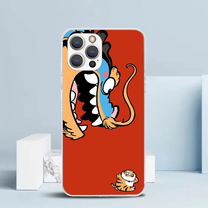 Мультяшный Толстый Тигр Мягкий Чехол для iPhone 16 17 Air 15 14 Pro Max 16E Чехол для Телефона 13 Mini 12 11 7 SE 8 Чехлы с Рисунком Подходящие 16 1