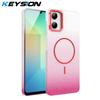 KEYSION Роскошный градиентный блестящий магнитный чехол для телефона для Samsung Galaxy A06 4G A05 Прозрачная жесткая ПК противоударная задняя крышка