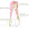 Synthetic Wig Kimetsu No Yaiba Kanroji Mitsuri Cosplay Wig Headgear Female Pink Green Gradient Bold Braided Hair Wig Headgear