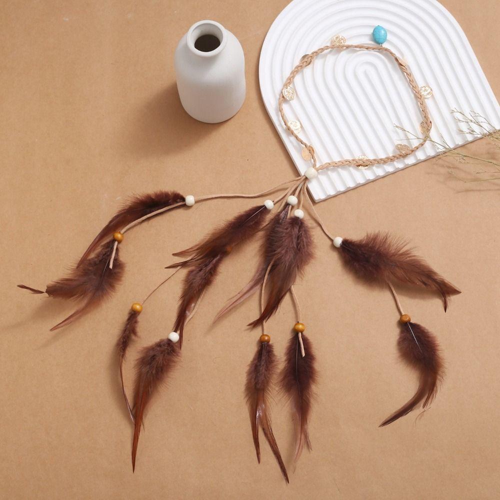 Tassel Ethnic Style Headdress Adjustable Indian Headband Temperament Feather Headband Halloween