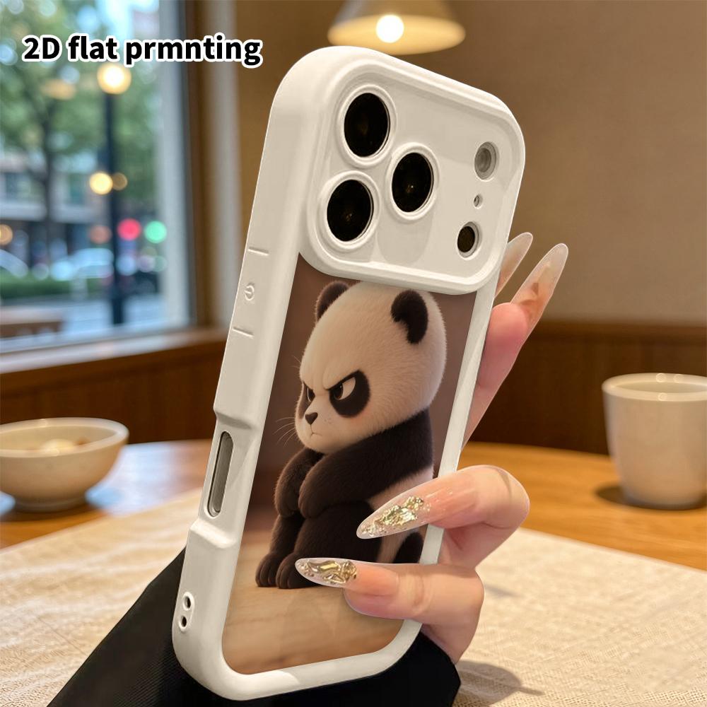 Phone Case: 2D flat, suitable for iPhone 18, 17, 16, 15, 14, 13, 12Pro protective case, angry panda, perfect Christmas and Halloween holiday gift