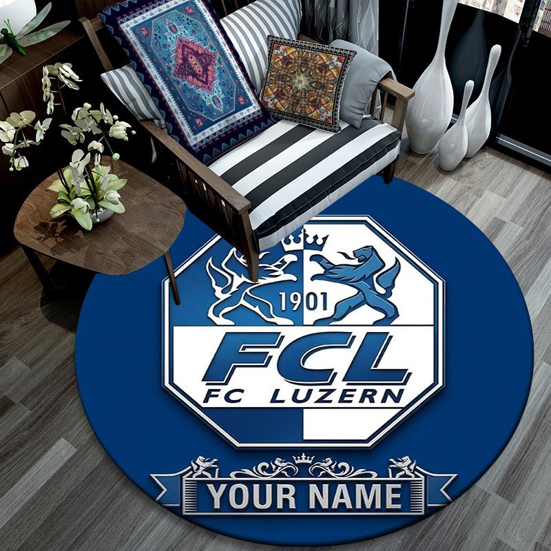 Custom Name FC Luzern Round Area Rug,Carpet Rug for Living Room Bedroom Sofa Playroom Decor,Non-slip Floor Mat