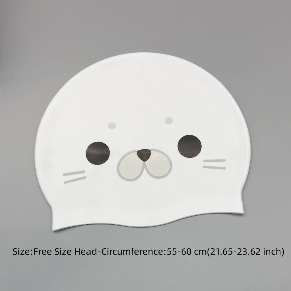 Non-Slip Seal Swim Cap Ear Protection Cartoon Swim Cap Silicone Swimming Hat For Adults