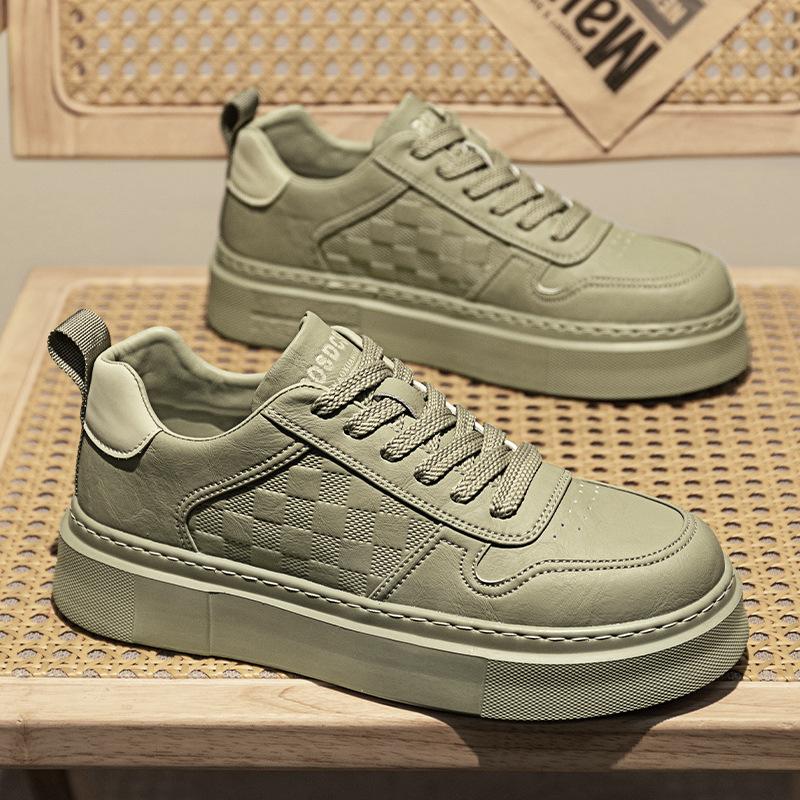 High Quality Men's Shoes Men's White Shoes Sports Platform Daily Leisure Work Versatile Microfiber Leather Panel Shoes Low Top