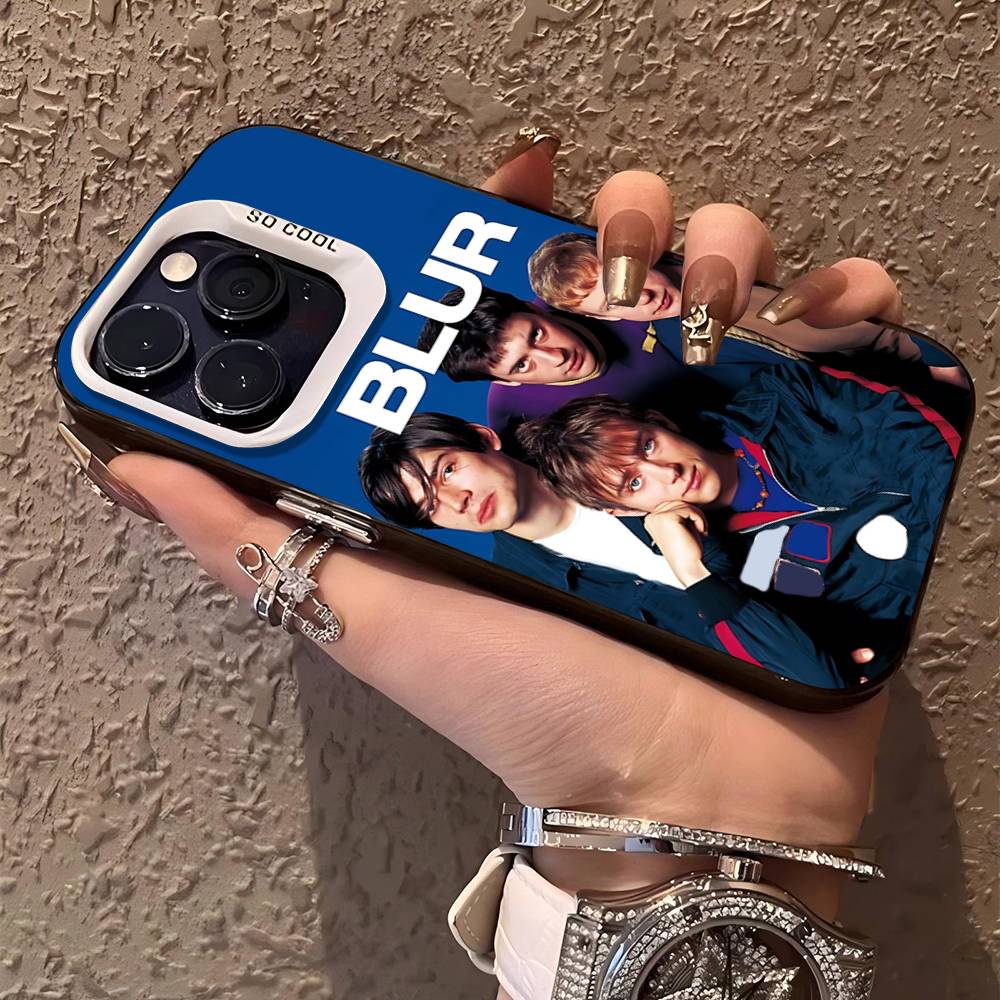 Чехол для телефона с изображением музыкальной группы Rapper B-Blur в винтажном стиле для IPhone 17 16 15 14 11 12 13 Pro Max Pro Plus Цветной серебристый чехол
