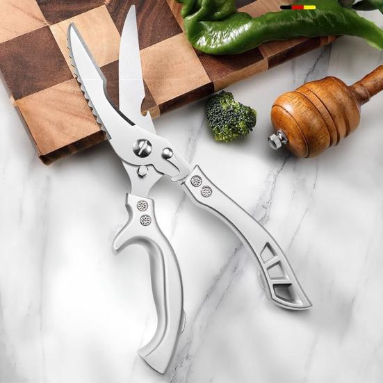 Прочные ножницы для птицы с пружинной ручкой, кухонные ножницы из нержавеющей стали для куриных ребер, рыбы, 4-в-1, многофункциональный инструмент с кусачкой для костей, открывалкой