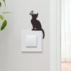 Креативная мультяшная кошка с силуэтом бабочки Наклейка на стену для выключателей света
