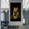 Leopard Painting On Canvas Big Cat Posters and Prints Animal Wall Picture Hand-Printed Wall Art for Living Room Entrance Decor