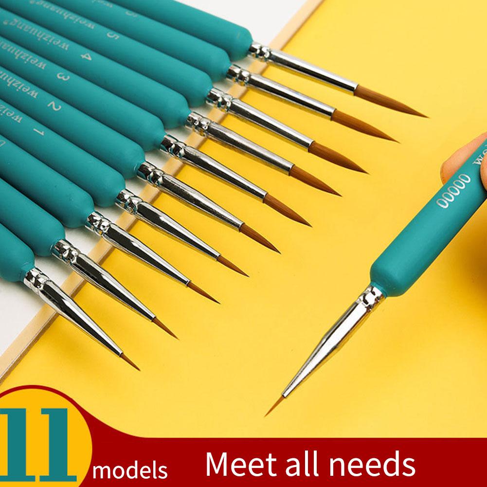 11Pcs Miniature Wolf Hair Paint Brush Art Painting Brushes Artistic Watercolor Brush Oil Painting Brush Drawing Hand Painted