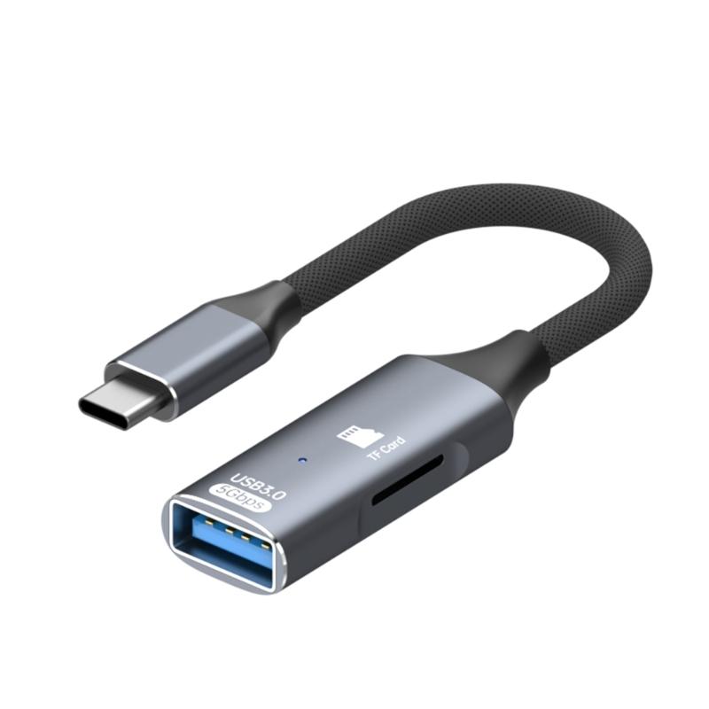 Двухпортовый USB C в USB 3.0 OTG конвертер со слотом для карт, портативный алюминиевый USB C хаб для мобильных устройств и компьютеров