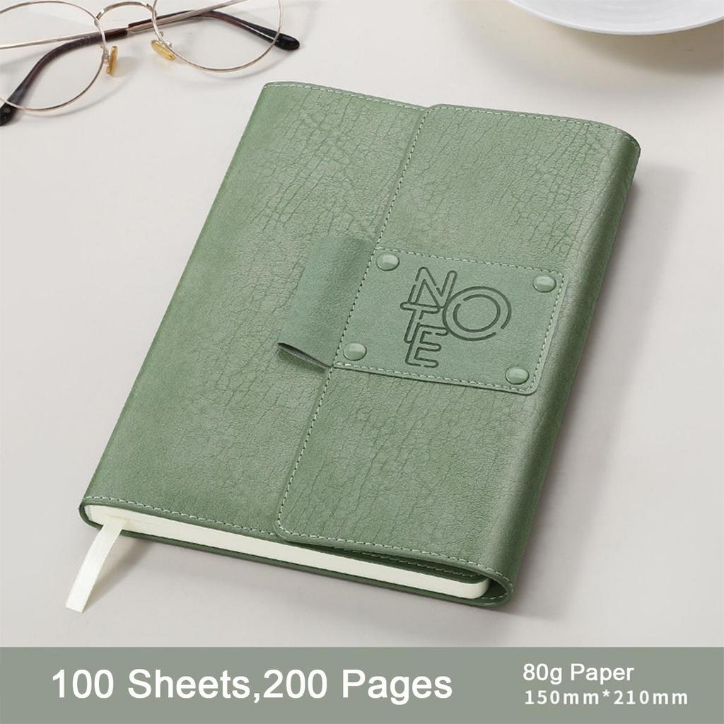 A5 Leather Student Subject Notebook, Thick Diary, Buckle Work Notebook, Business Meeting Record Book, Excerpt Book, Lined Pages, Travel Diary