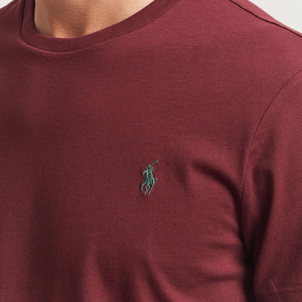 Polo Ralph Lauren Однотонная футболка с круглым вырезом и коротким рукавом Мужские топы Бордово-красный 710671438-424