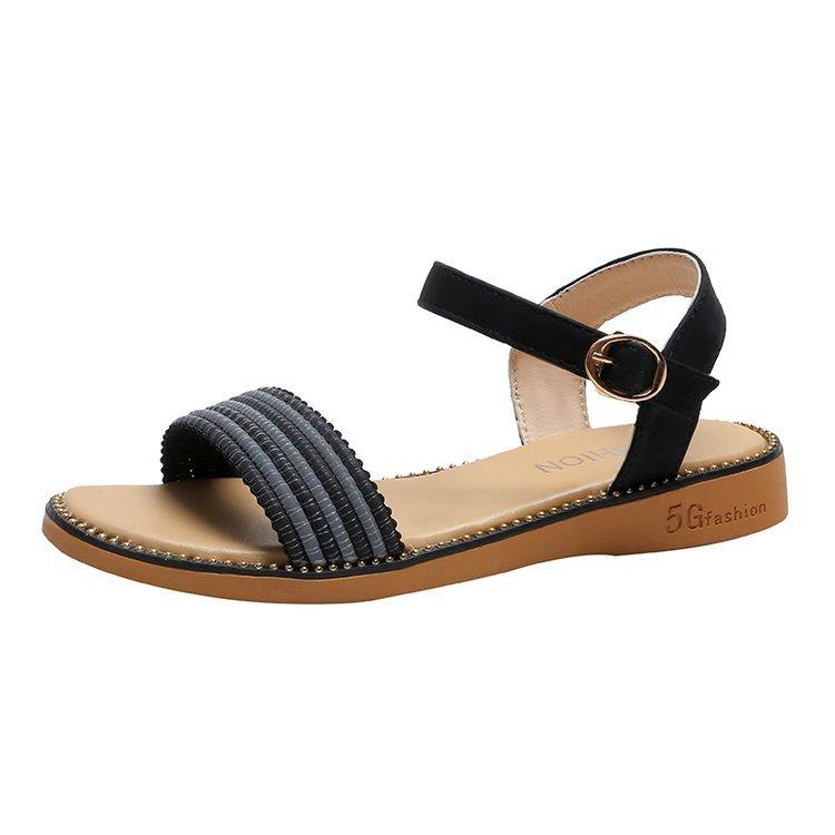 Summer Footwear Flat Beach Shoes One-button Comfortable Female Student Sandals.
