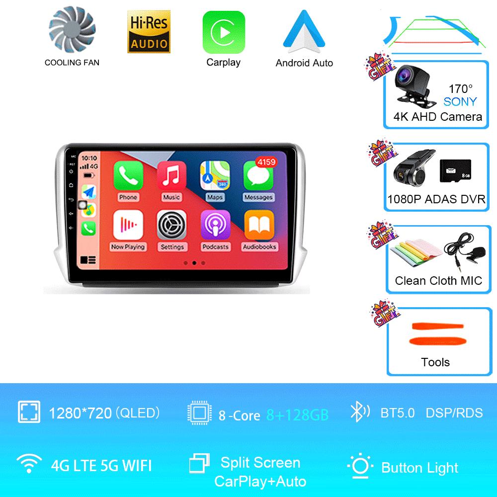 Автомагнитола Android 14 2 Din Видео Для Peugeot 2008 208 Мультимедийная система 2012 - 2018 GPS-навигация Авторадио WIFI 4G FM Carplay