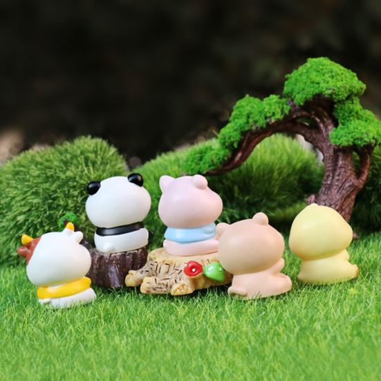 Tiny Resin Animals Figurine Mini Tiger Cat Bunny Cow Miniature Statue for Dollhouse Fairy Garden Terrariums Plant Pot Ornaments Cake Topper