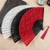 Bamboo Ladies Hand Fans Crafts Lace Folding Fold Black Fan Ancient Hanfu Cheongsam Women's Dance Bamboo Fan