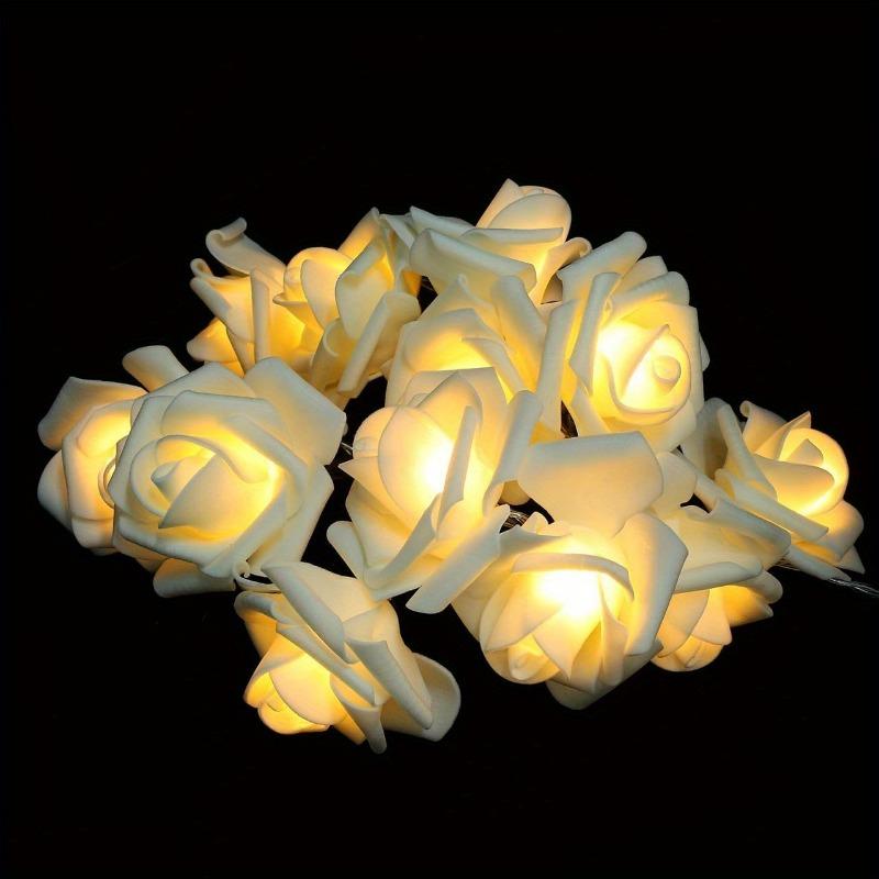 3M 20 LED Simulated White Rose String Light Living Room Bedroom Fairy Light New Year Christmas Valentine's Day Wedding Party Decoration Light
