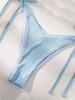 European & American Tie-Up Bikini Set: Sexy Solid Color Ribbed Swimsuit for Women