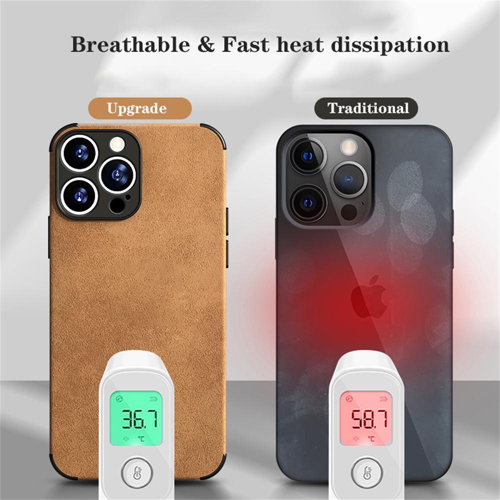 Ударопрочный Матовый Кожаный Чехол из Кожи Ягненка для iPhone 16 15 14 13 12 11 Pro X XR XS Max 7 8 Plus Мягкая Тканевая Винтажная Обложка