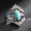 Нежные кольца серебристого цвета с белыми и голубыми камнями, винтажные, металлические, с эпоксидной смолой, набор колец для вечеринки и помолвки для женщин, ювелирные изделия