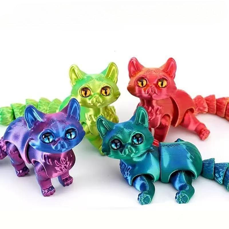 12 см шарнирный 3D-печатный кот, милые животные, фиджет-игрушки, декор для снятия стресса, настольное украшение, рождественский подарок для питомца