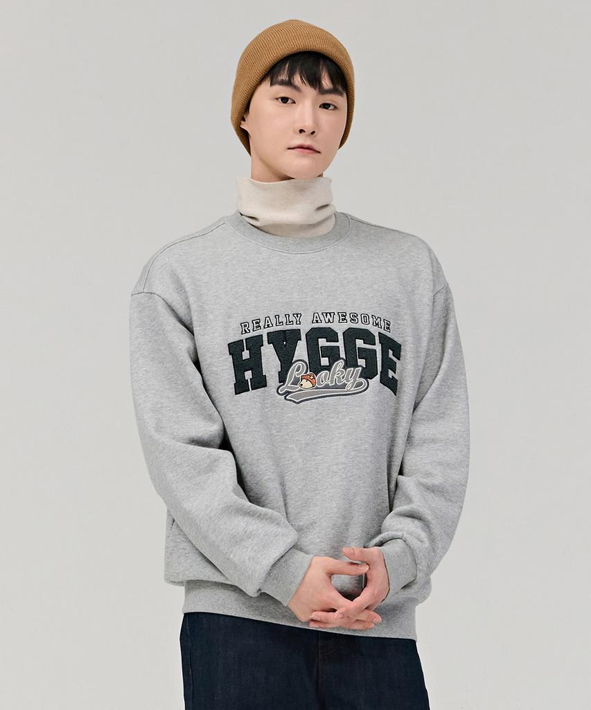 CHASECULT Unisex Character Boucle Embroidered Brushed Fleece Sweatshirt - Gray