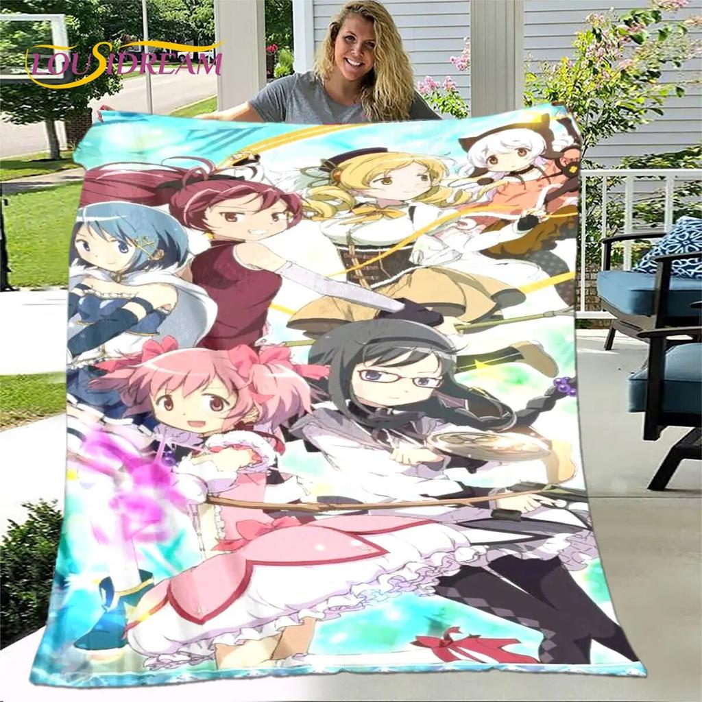 Puella Magi Madoka Magica Cartoon Soft Plush Blanket,Flannel Blanket Throw Blanket for Living Room Bedroom Bed Sofa Picnic Cover