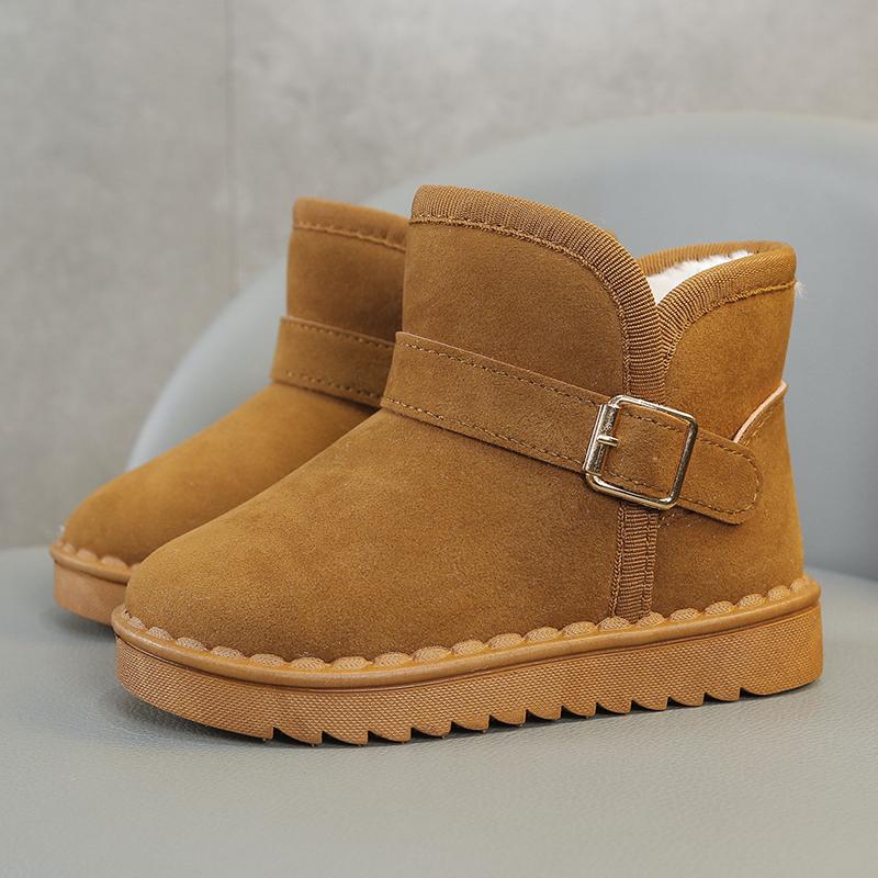 Мальчики Термоботинки Детские Универсальные Повседневные Пряжка Нескользящие Детские Простые Нескользящие Девочки Снежные Ботинки Хлопок Зима Осень