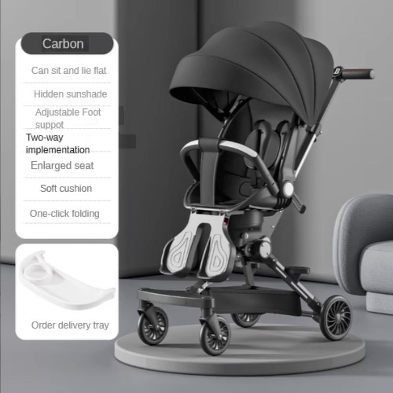 Легкая детская коляска с высоким обзором, двунаправленная четырехколесная тележка, складывающаяся, может сидеть или лежать, детская коляска с комфортом для ребенка
