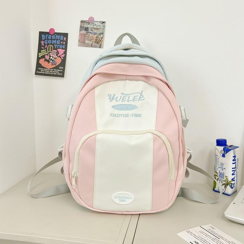 Schoolbag High-value schoolbag Female college student Korean version Fashion contrasting color Junior high school backpack Large capacity High school