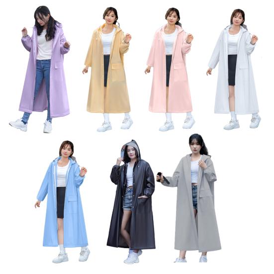 Yousheng Дождевик с капюшоном Водонепроницаемый ЕВА Застежка на пуговицах и молнии Многоразовый Взрослый Ультралегкий Ветрозащитный Плотный Портативный Для Путешествий На Открытом Воздухе Дождевая Куртка Пончо