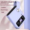 4Colors Plain Skin PU Leather Hand Strap Case For Samsung Galaxy Z Flip7 FE Stand Holder Shockproof For Galaxy Z Flip 6 5 4 3 Phone Cover
