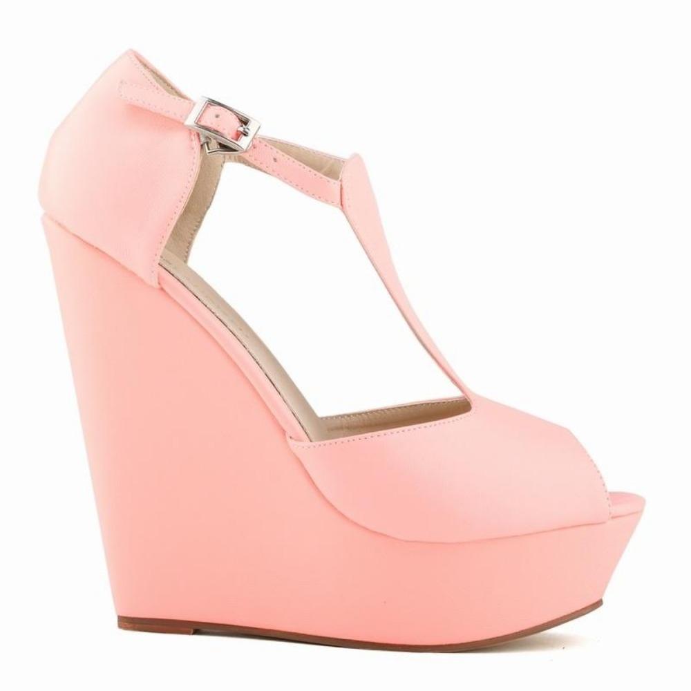 Women Sexy Sandals T-Strap Open Toe Shoes Matte Elegant Wedge Platform Pumps High Heels Shoe