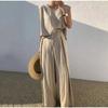Spring and Summer New Cotton and Linen Fashion Casual Loose Two-piece Sleeveless Top Loose Wide-leg Pants Ladies Pants Sets