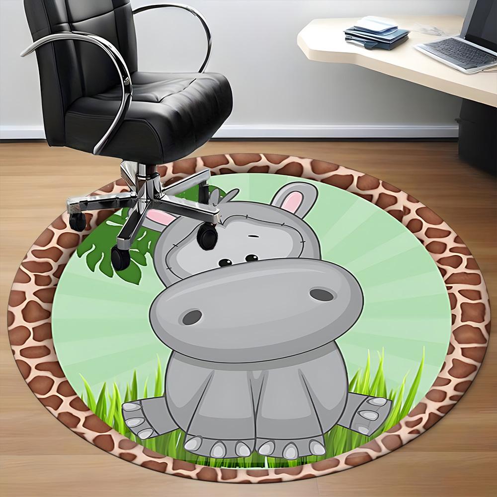 1pc Hippo Print Chair Carpet for Office, Non-slip, Soft and Durable Office Rug for Decoration, Perfect for Office yy251229198