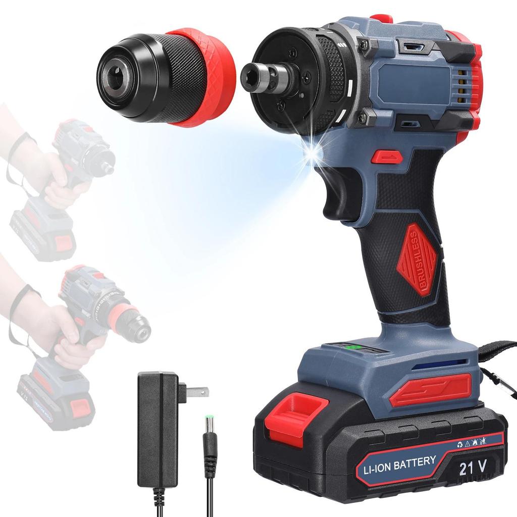 Бесщеточная высокоскоростная электрическая дрель и шуруповерт 21 В с аккумулятором