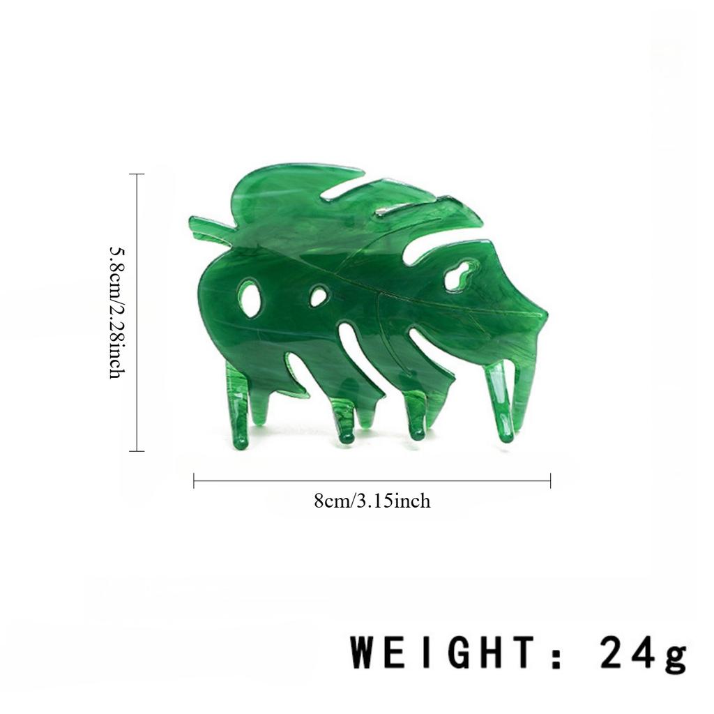 2 шт. Зеленые заколки для волос Monstera, заколки для волос из ацетата целлюлозы, маленькие заколки-коготь для девочки, аксессуары для волос