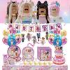 Pink Girl Gaming Theme Kids Birthday Party Tableware Set Roblox Girl Decorations Supplies