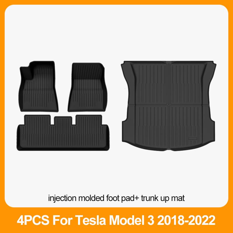VA1 BYTON Floor Mats Fits for Tesla Model 3 2023-2018 - All Weather TPE Custom Fit Car Mats Floor Liners, Custom Multiple sets Fit