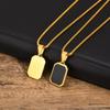 Stylish Geometric Necklaces for Men Boys,Waterproof Black Stainless Steel Square Rectangle Bar Pendant Collar Gifts for Him