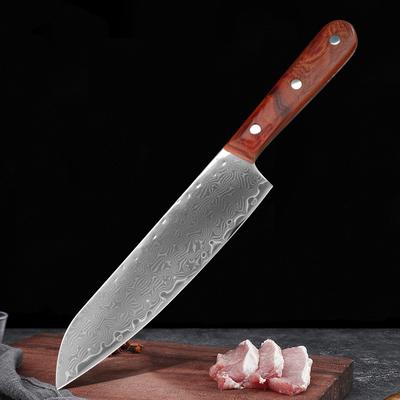 Кухонный нож Дамасская сталь Шеф-повар Сантоку Топорик Ножи для нарезки Универсальные ножи Деревянная рукоять Мясо Фрукты Овощи Рыба Мясницкий нож