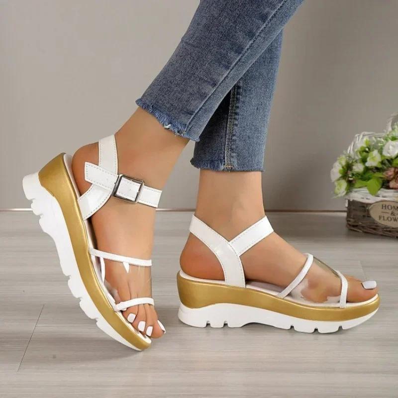 Fashion Women Heels Sandals with Platform Shoes 2024 Summer Casual Wedges Shoes for Women Outdoor Beach Roman Sandals Sandalias Mujer