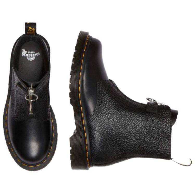 Dr. Martens 1460 Ботинки кожаные на шнуровке с молнией спереди, черные женские кроссовки 32054001