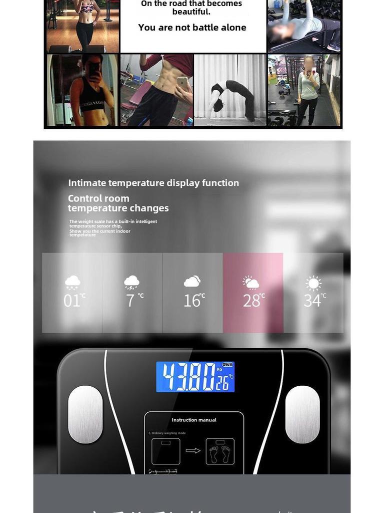Перезаряжаемые Bluetooth-весы для измерения жира в организме: Точное электронное взвешивание для взрослых в домашних условиях