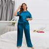 Ice Silk Pajamas Women's Short-sleeved Trousers Home Clothes Fat Mm Loose Casual Suit Plus Size