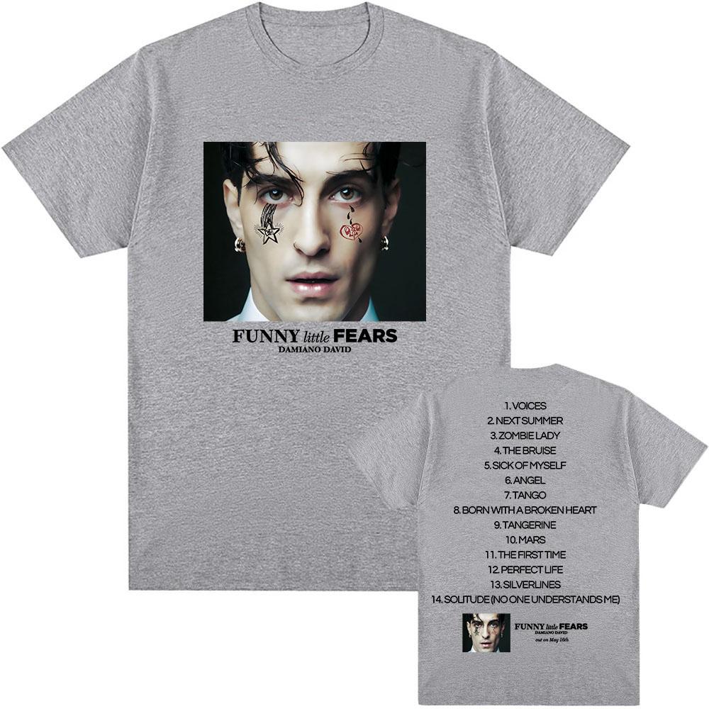 FUNNY Little FEARS Album T-shirt Damiano David Singer Printing Tshirts Cotton Men Summer O-neck T Shirt Unisex Streetwear