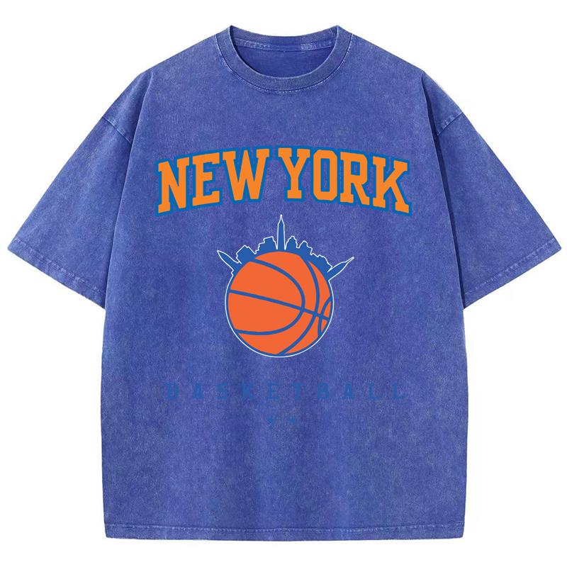 Женские хлопковые футболки с потертостями All-Math O-Neck с принтом баскетбола New York с коротким рукавом, летняя женская одежда